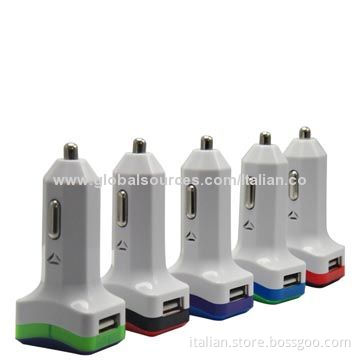 2014 Newest Style Dual Ports Car Chargers with 5V/2.1A, Input Voltage Range of 100-240V AC